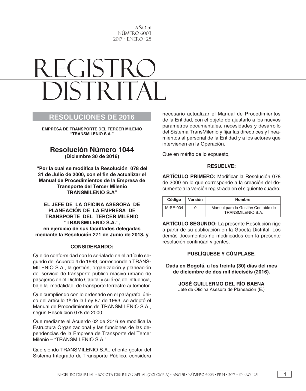 Registro Distrital