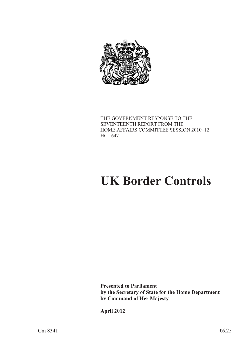 UK Border Controls CM 8341