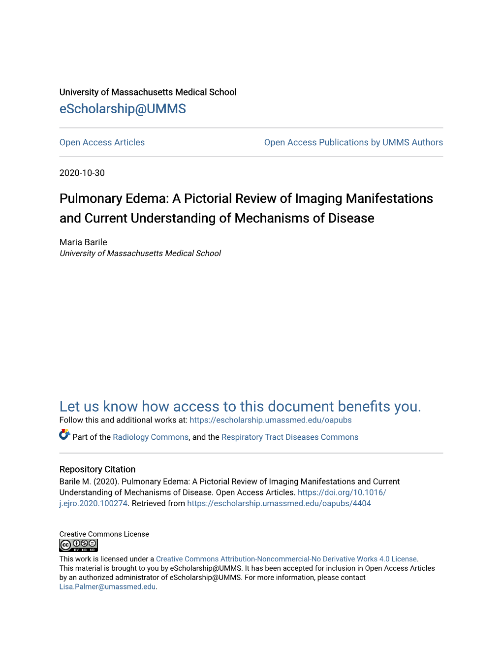 Pulmonary Edema: a Pictorial Review of Imaging Manifestations and Current Understanding of Mechanisms of Disease