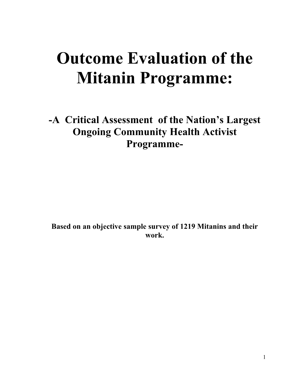 Outcome Evaluation of the Mitanin Programme