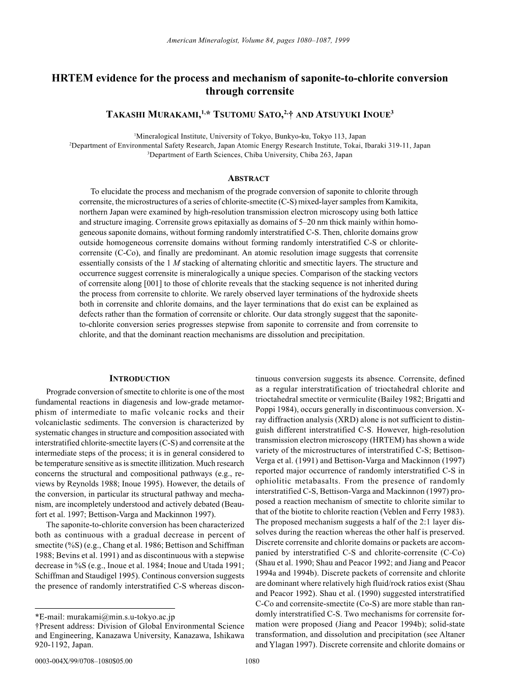 HRTEM Evidence for the Process and Mechanism of Saponite-To-Chlorite Conversion Through Corrensite