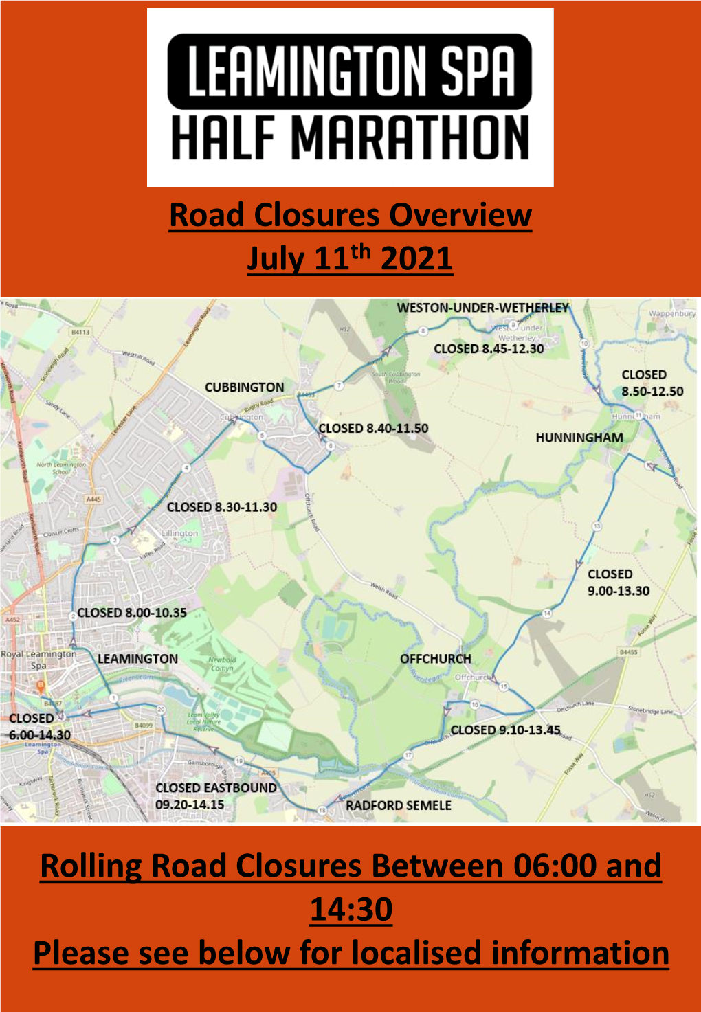 Road Closures Overview July 11Th 2021