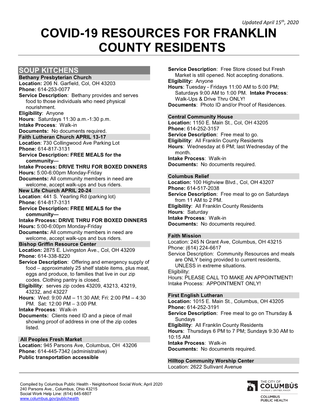 Covid-19 Resources for Franklin County Residents