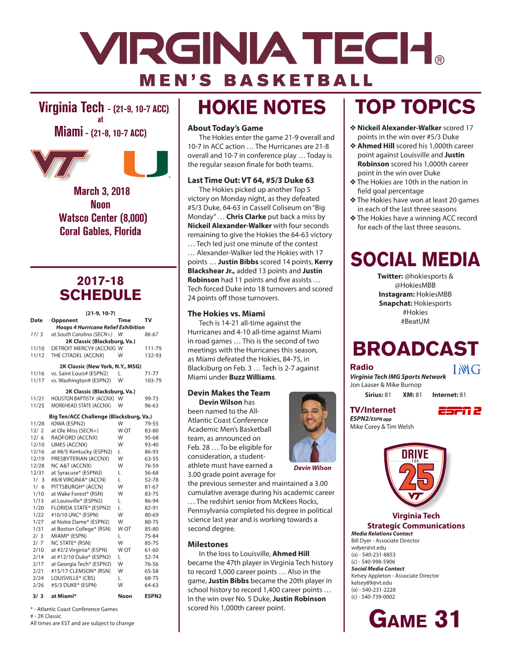 Social Media Top Topics Hokie Notes Broadcast