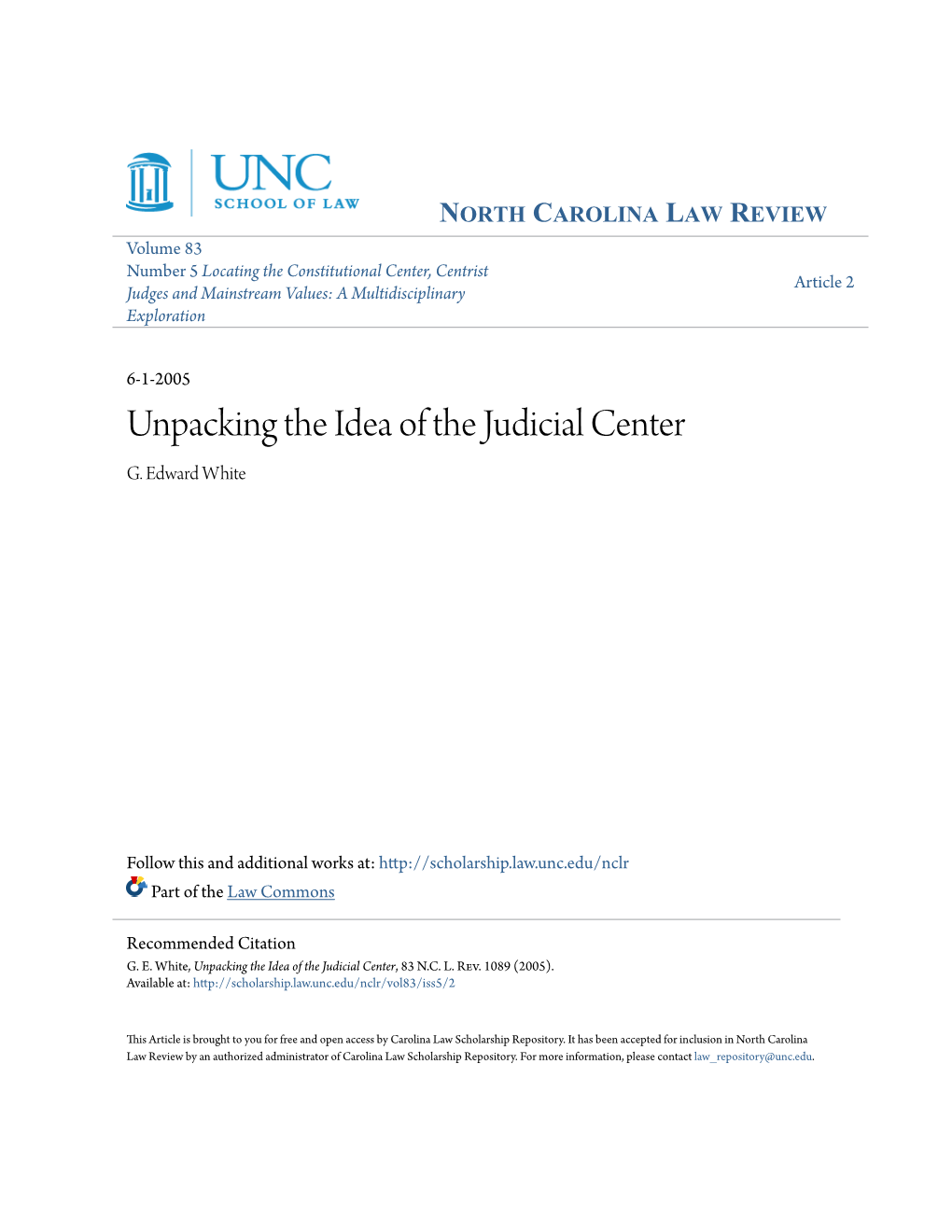 Unpacking the Idea of the Judicial Center G