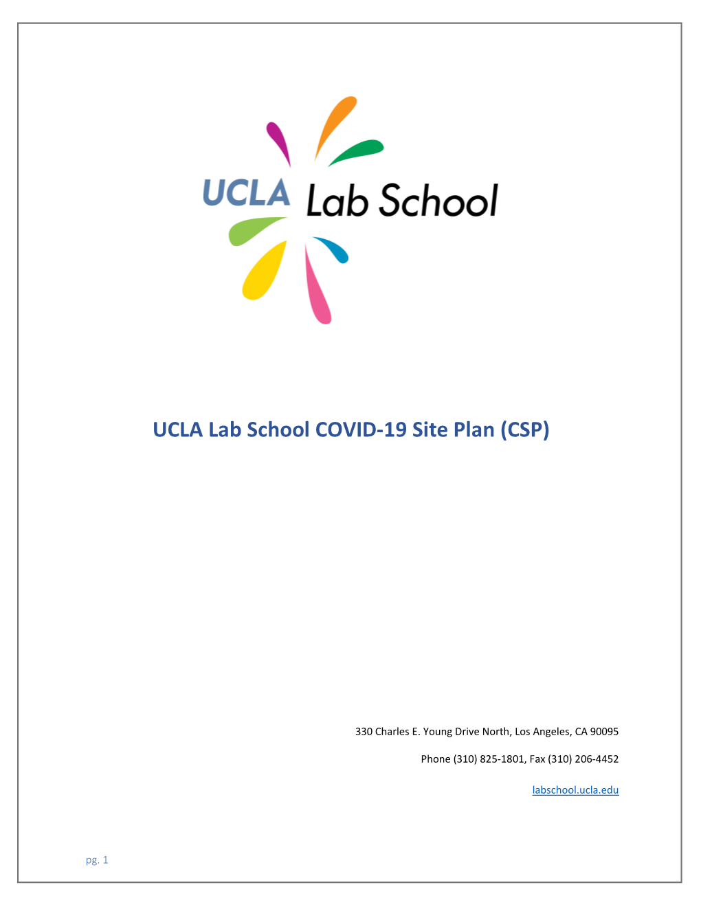 UCLA Lab School COVID-19 Site Plan (CSP)