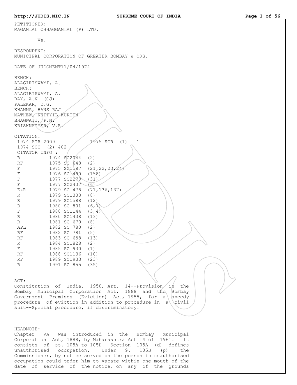 SUPREME COURT of INDIA Page 1 of 56 PETITIONER: MAGANLAL CHHAGGANLAL (P) LTD