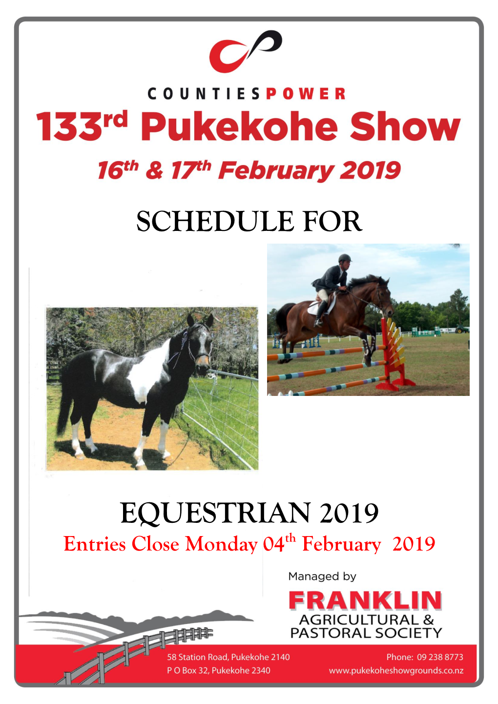 Schedule for Equestrian 2019