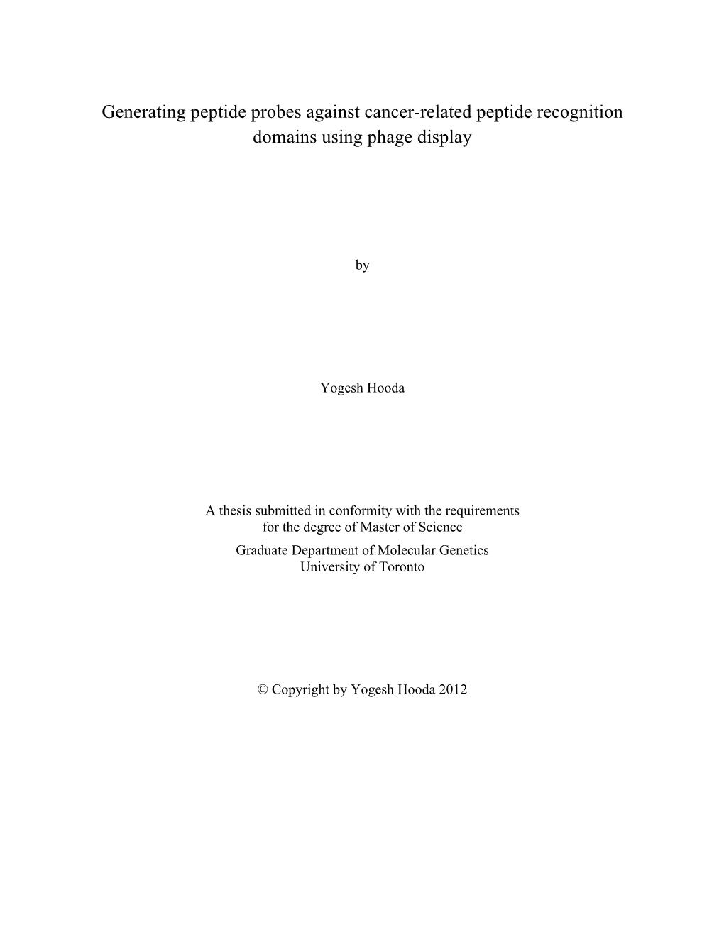 Generating Peptide Probes Against Cancer-Related Peptide Recognition Domains Using Phage Display