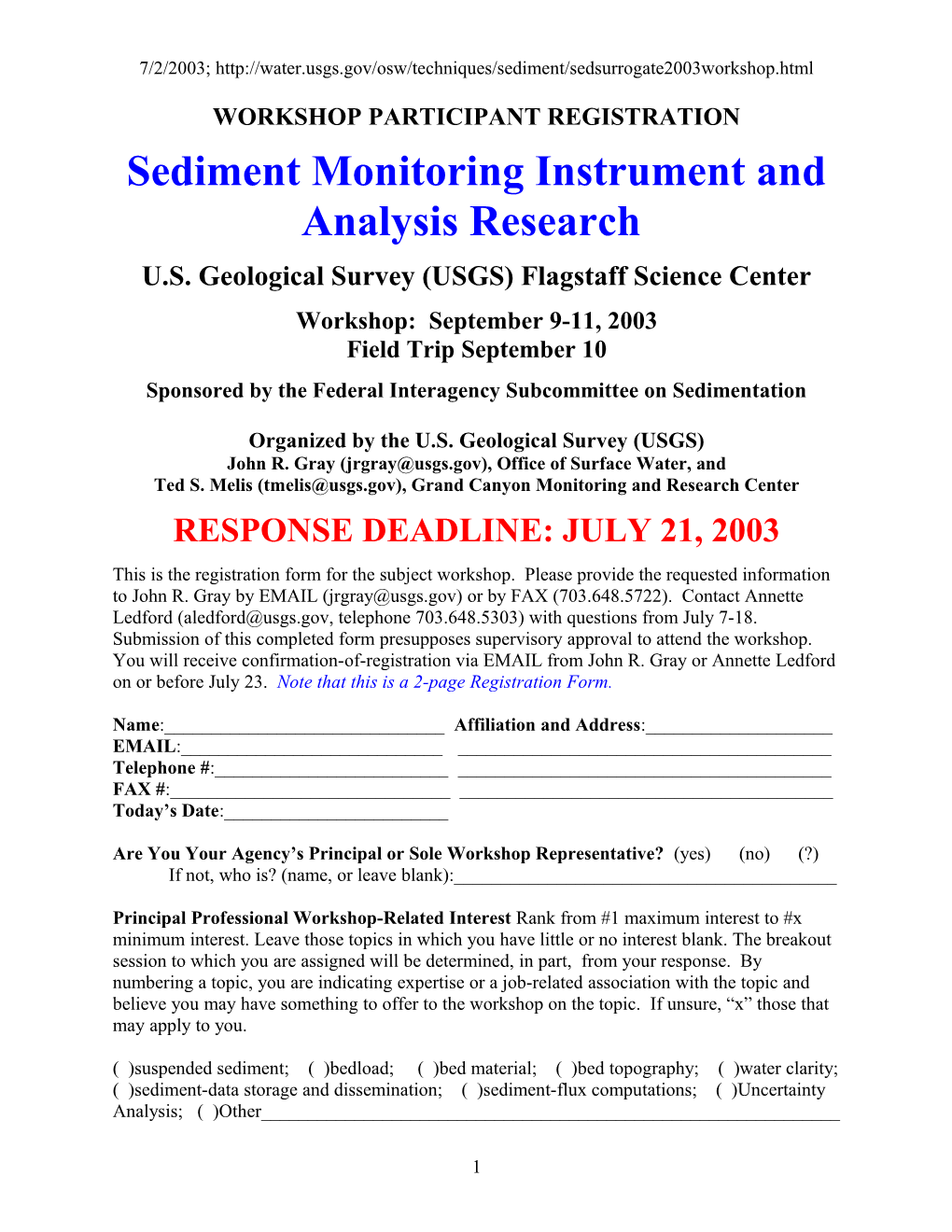 Sediment Monitoring Instrument and Analysis Research