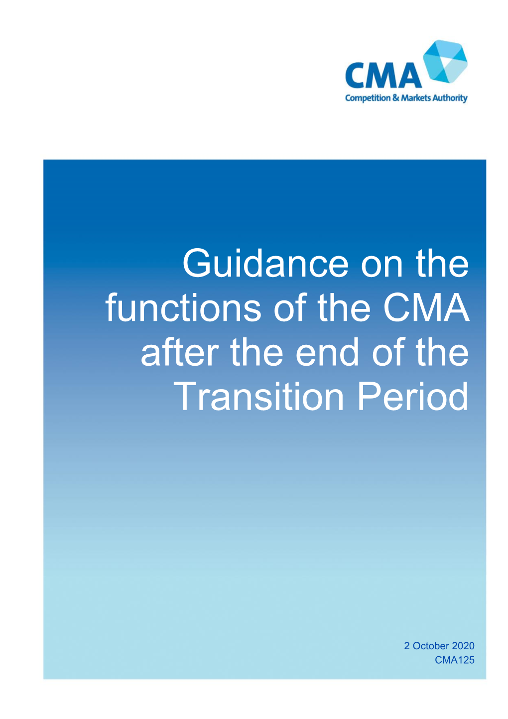 Guidance on the Functions of the CMA After the End of the Transition Period