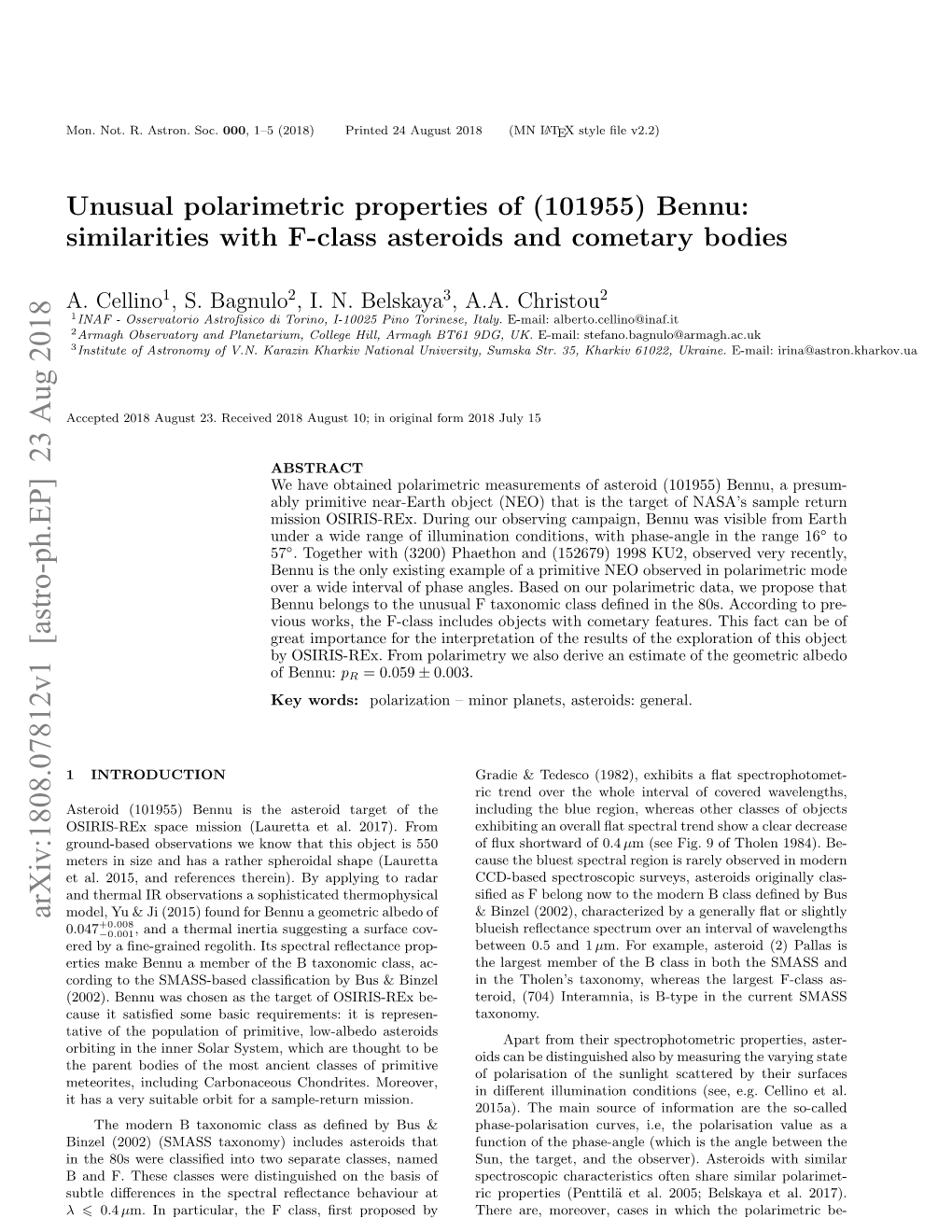 Unusual Polarimetric Properties of (101955) Bennu: Similarities with F-Class Asteroids and Cometary Bodies