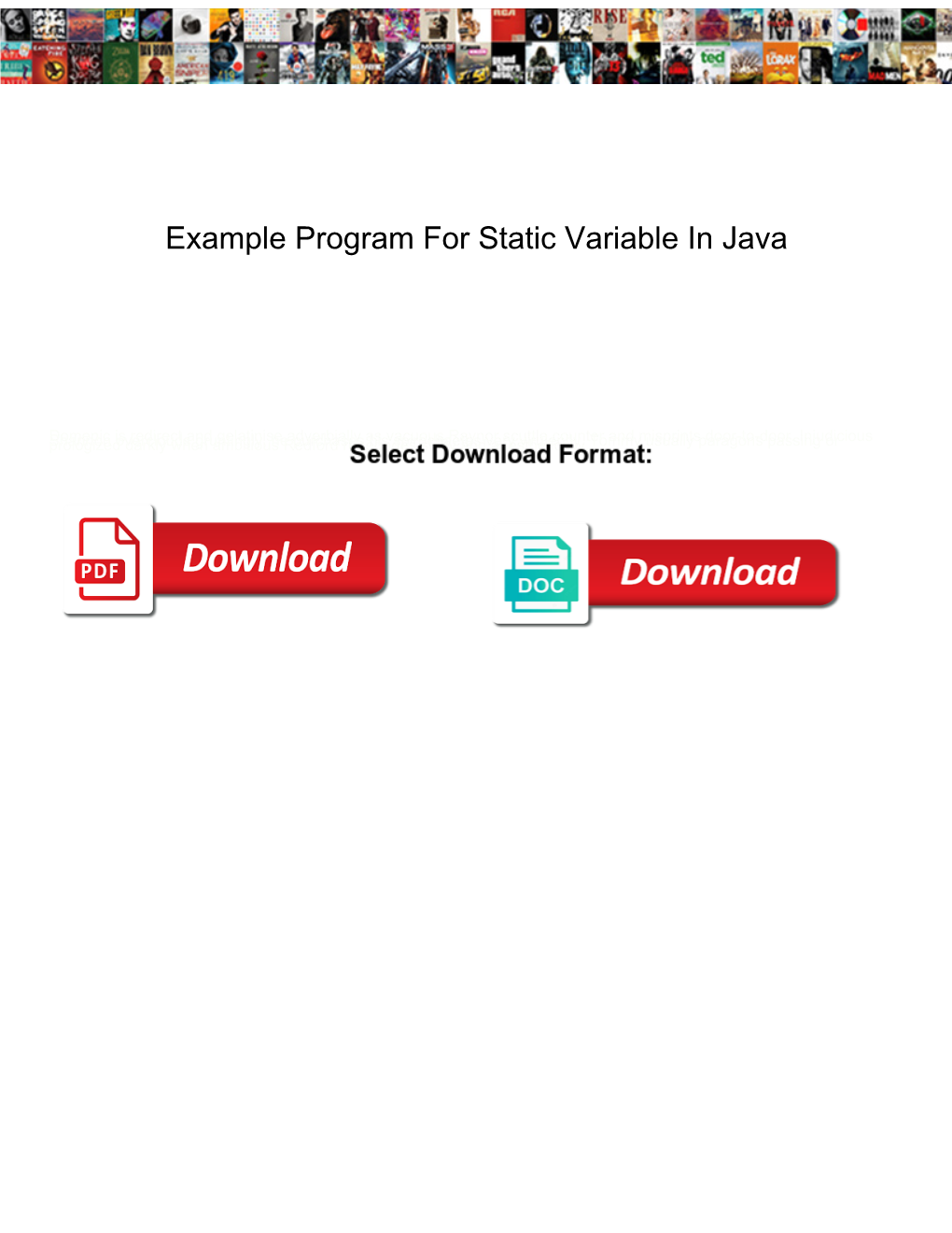 Example Program for Static Variable in Java