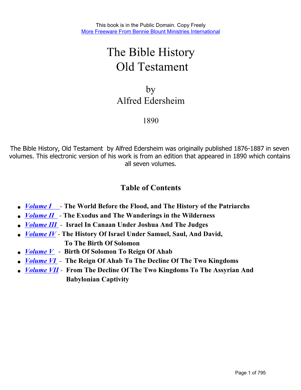 The Bible History Old Testament