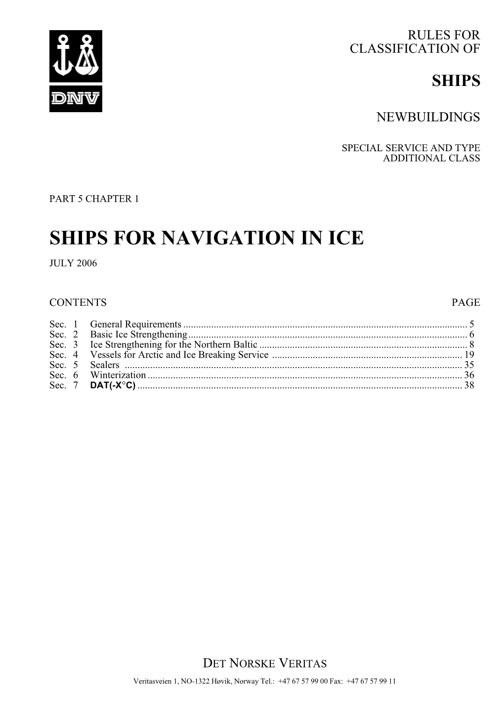 DNV Ship Rules Pt.5 Ch.1