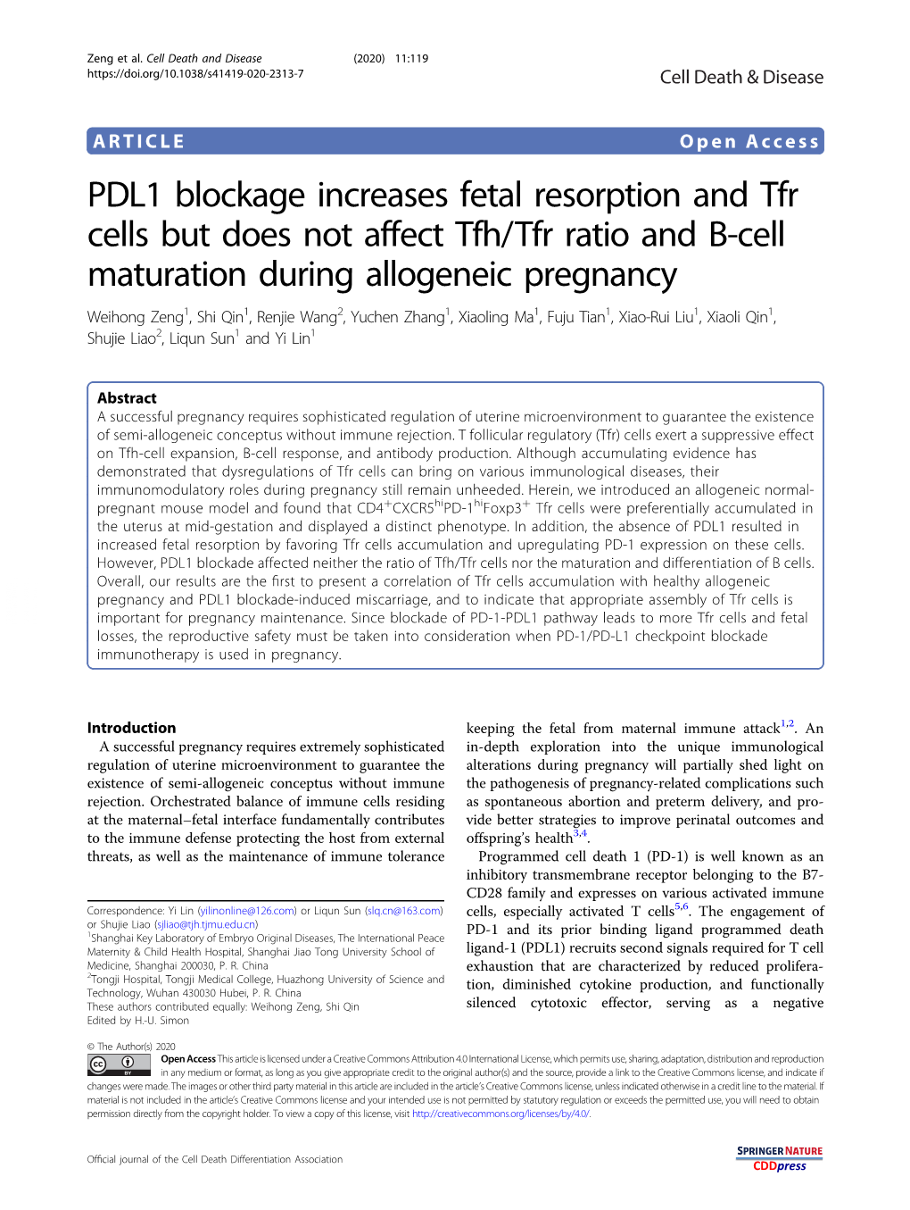 PDL1 Blockage Increases Fetal Resorption and Tfr Cells but Does Not