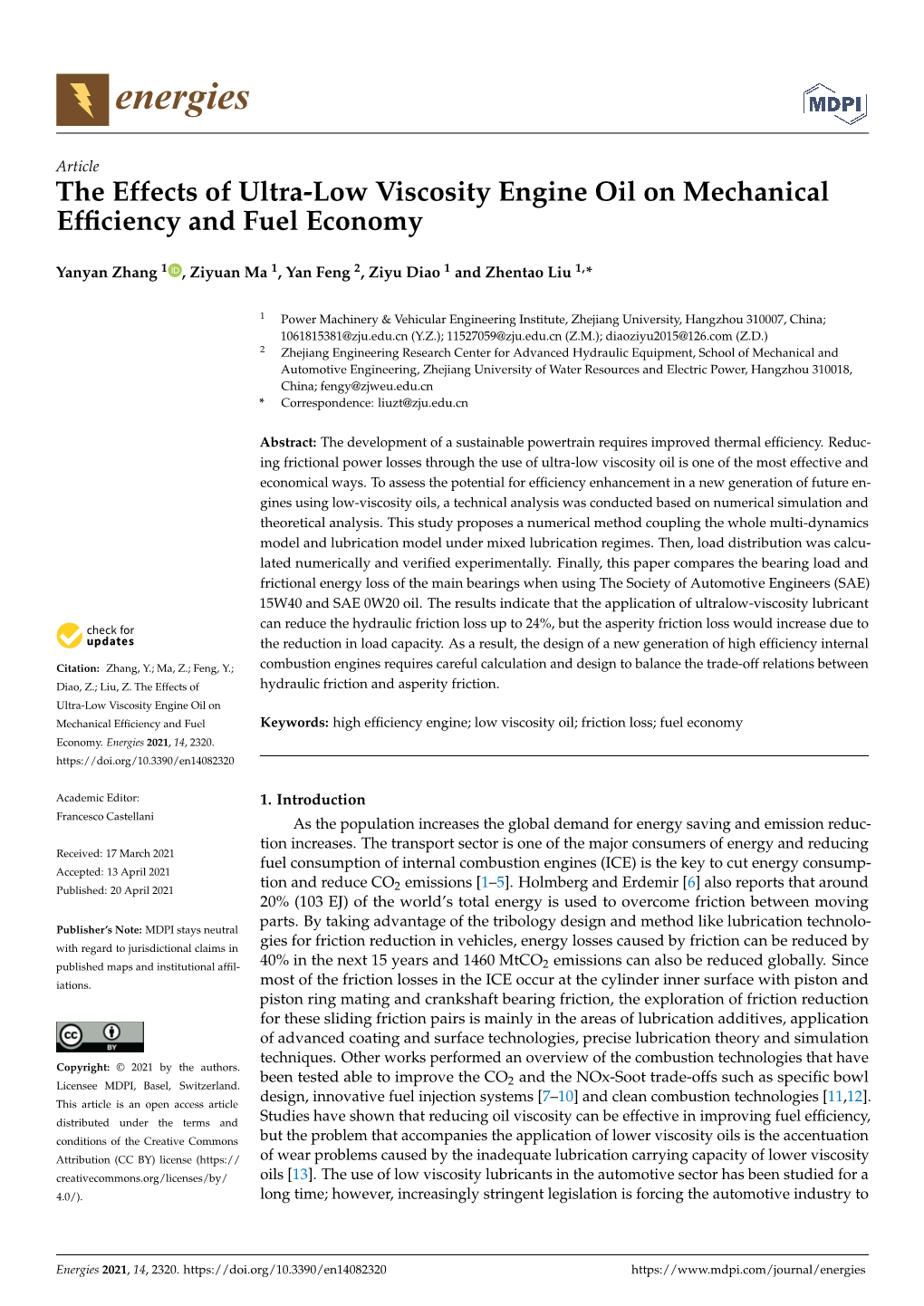 The Effects of Ultra-Low Viscosity Engine Oil on Mechanical Efficiency