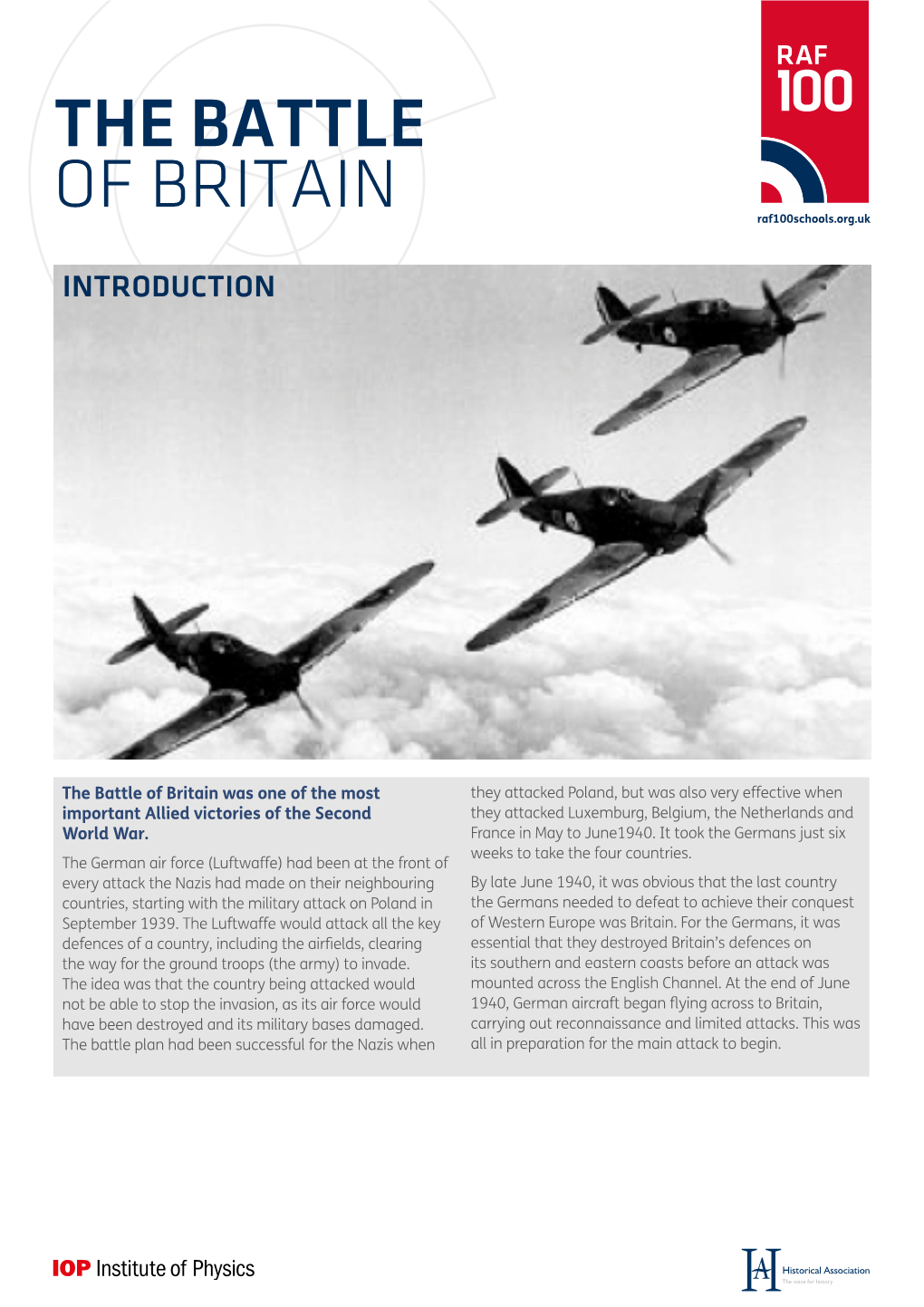 THE BATTLE of BRITAIN Raf100schools.Org.Uk