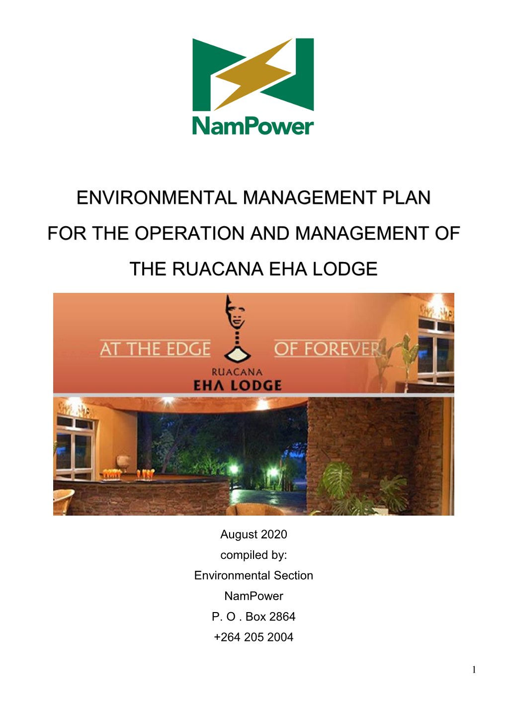 Environmental Management Plan for the Operation and Management of the Ruacana Eha Lodge