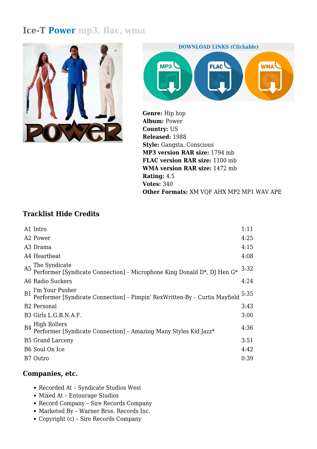 Ice-T Power Mp3, Flac, Wma