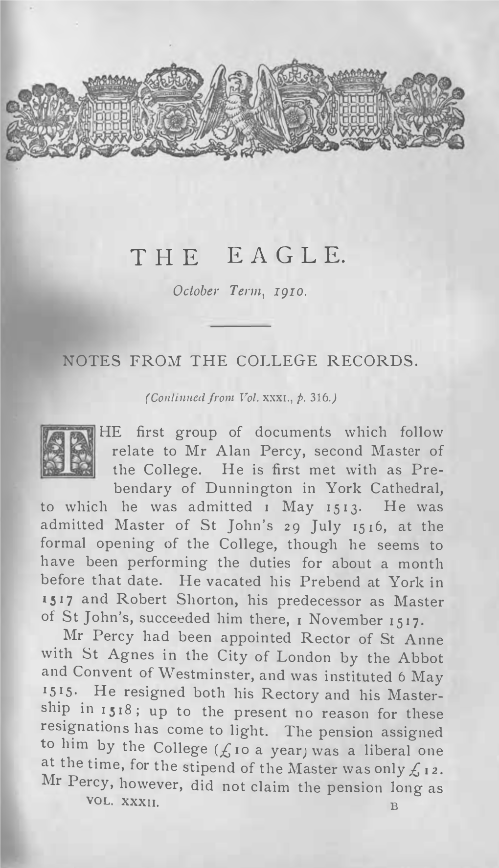 The Eagle 1910 (Michaelmas Term)