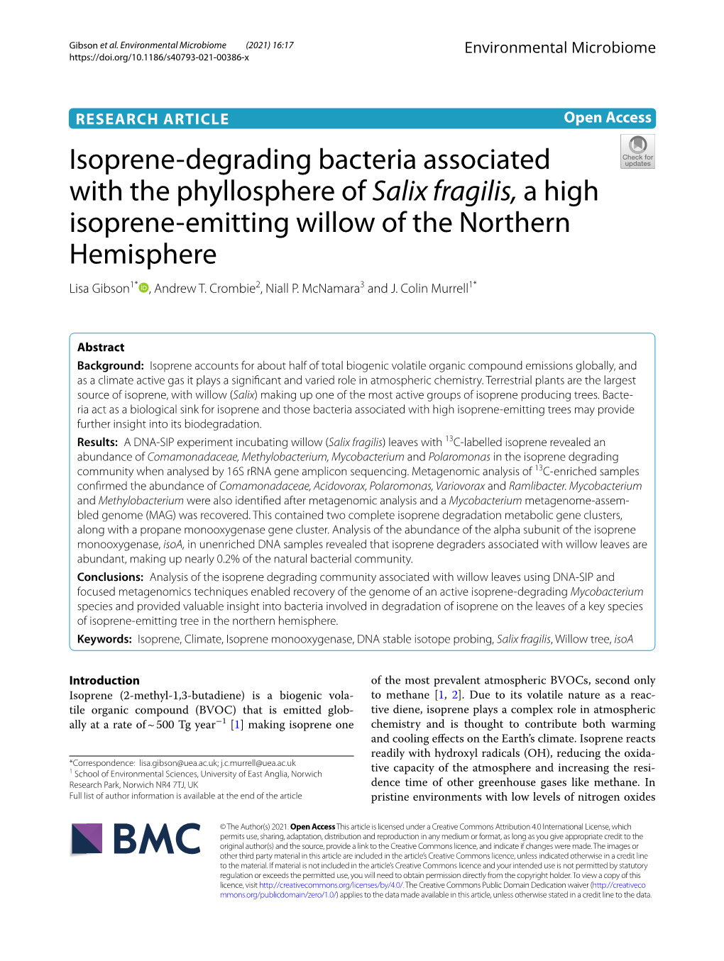Isoprene-Degrading Bacteria Associated with the Phyllosphere Of