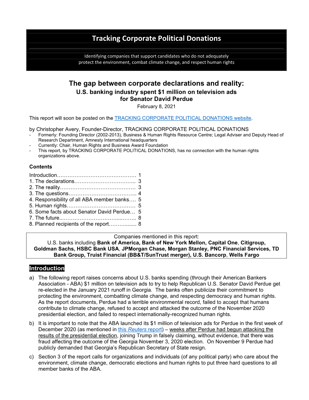 Tracking Corporate Political Donations