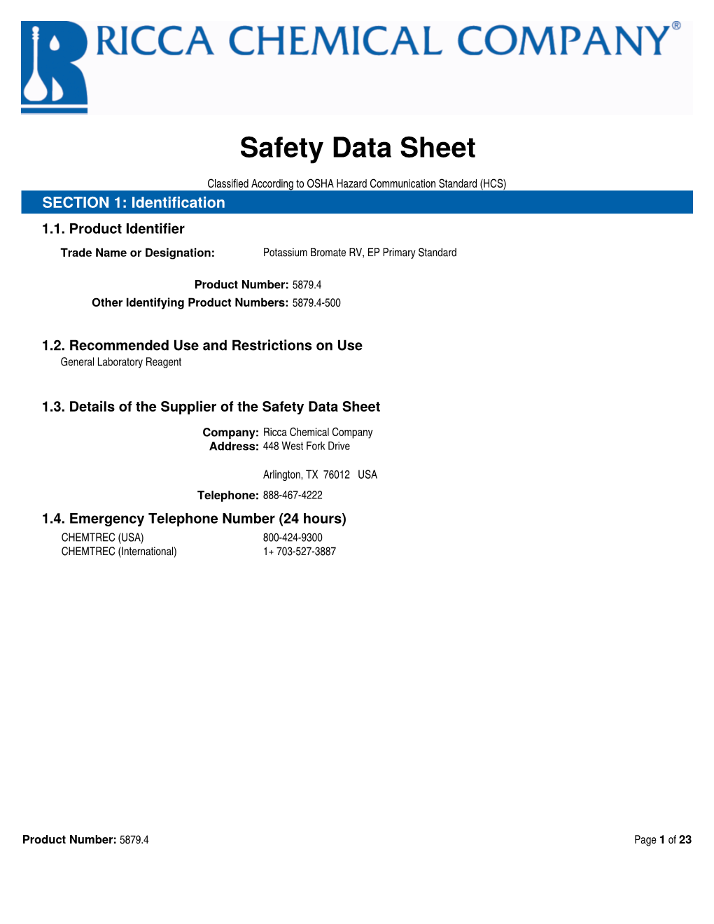 Safety Data Sheet