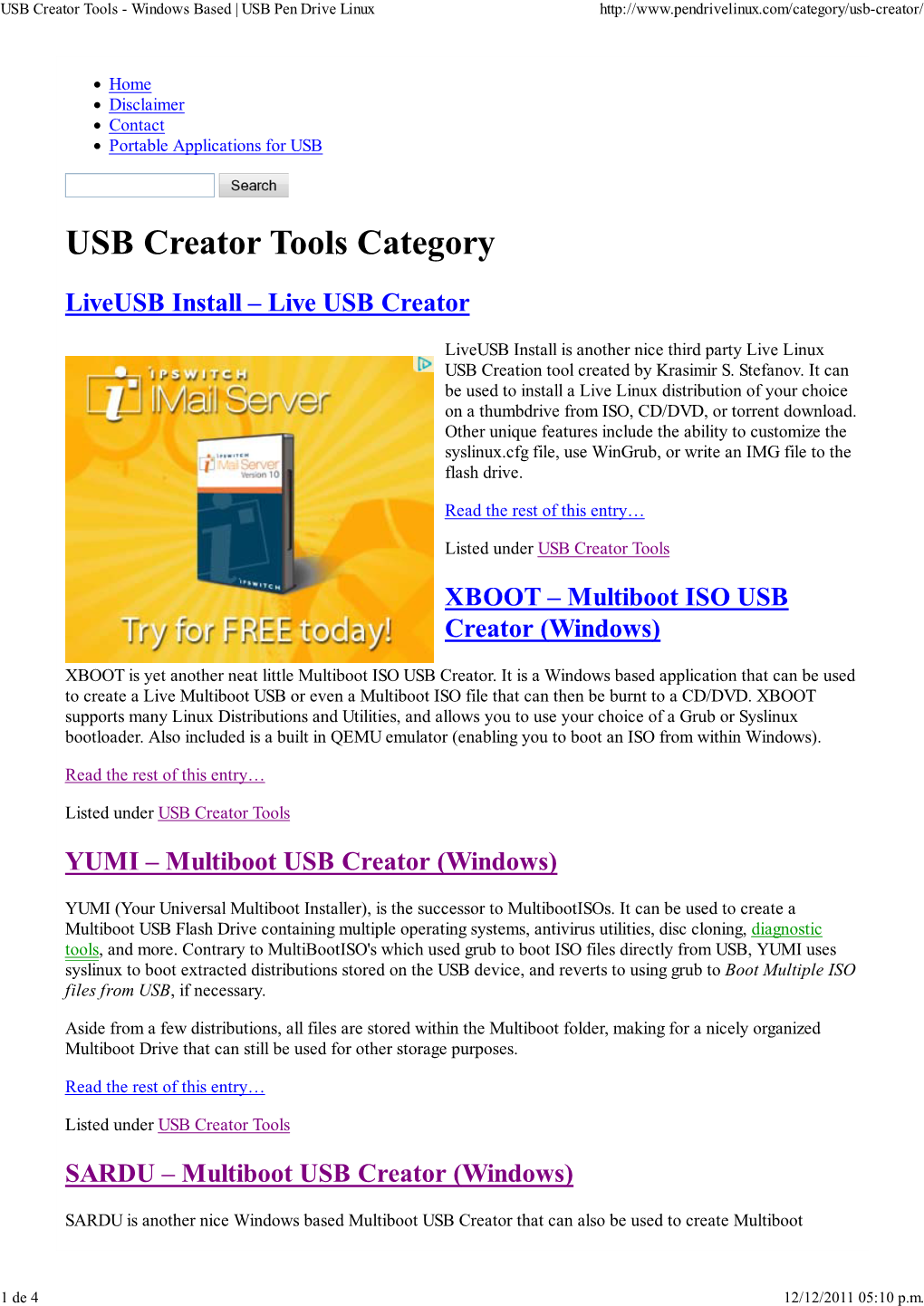 USB Creator Tools - Windows Based | USB Pen Drive Linux