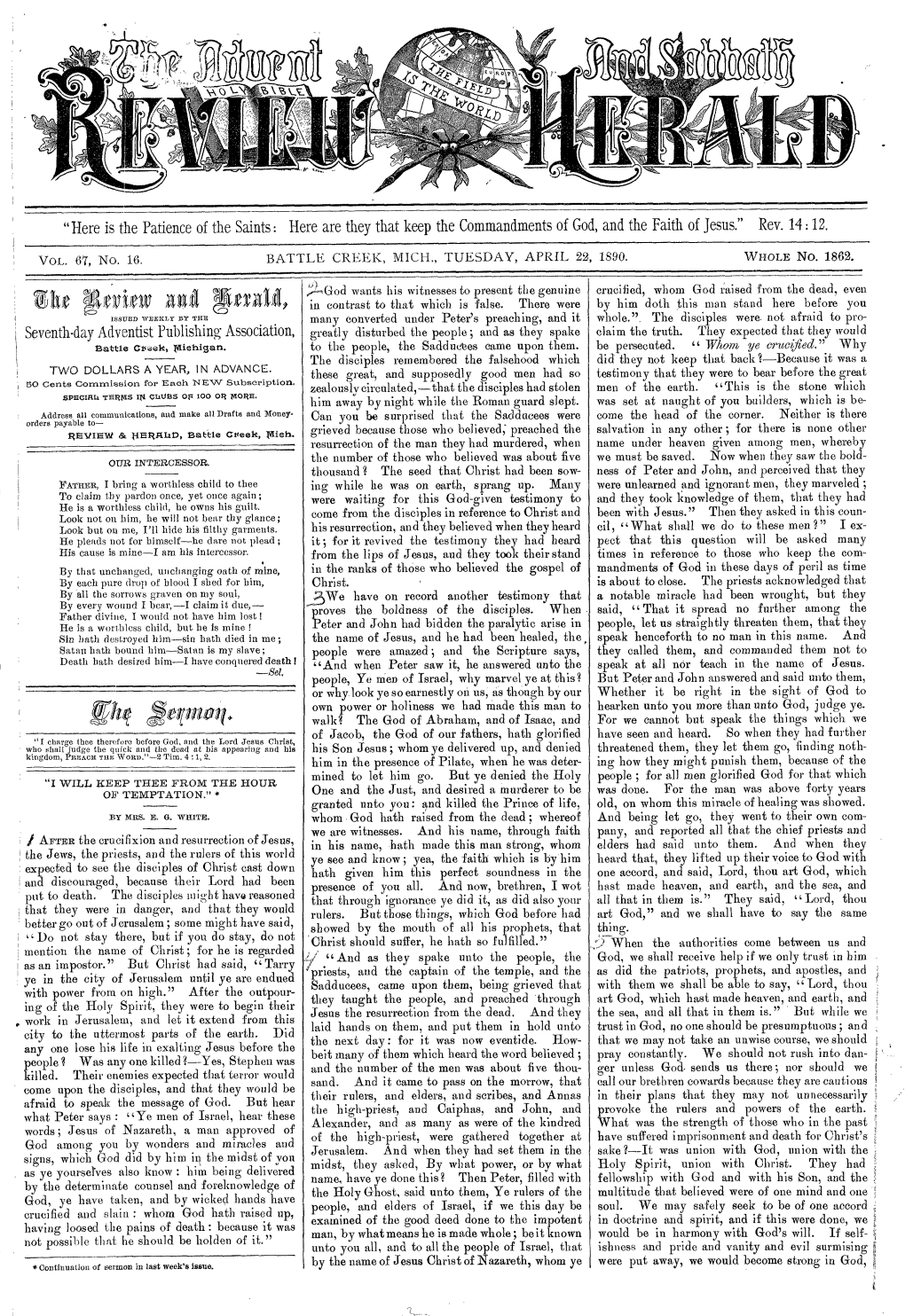 Review and Herald for 1890