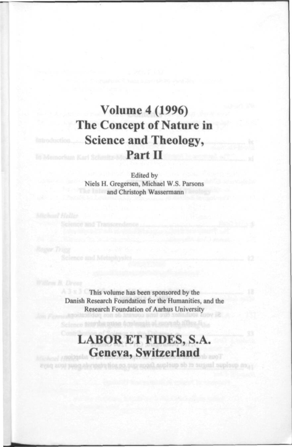 The Concept of Nature in Science and Theology, Part II LABOR ET