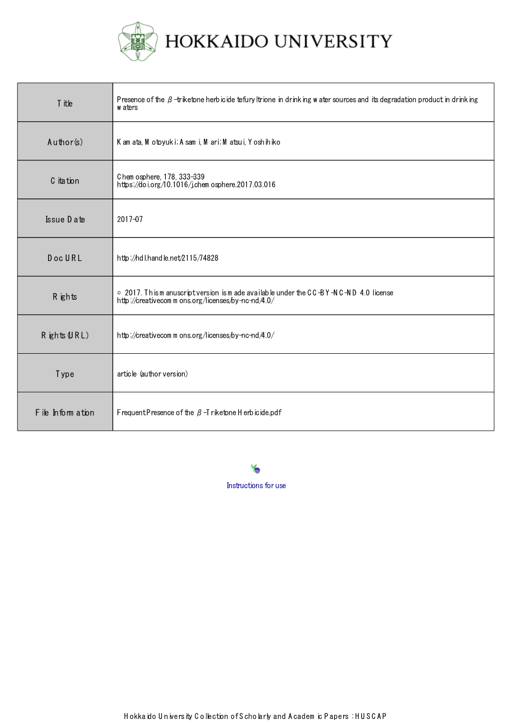 Frequent Presence of the Β-Triketone Herbicide.Pdf