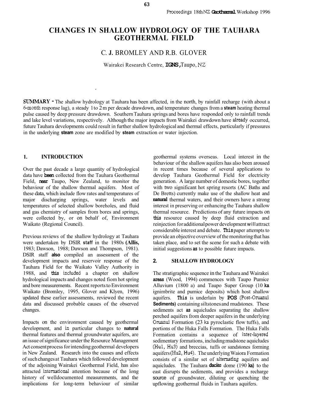 Changes in Shallow Hydrology of the Tauhara Geothermal Field