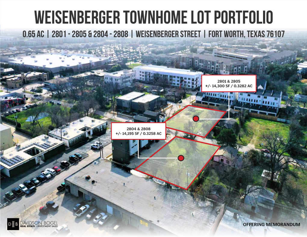 Weisenberger Townhome LOT Portfolio 0.65 Ac | 2801 - 2805 & 2804 - 2808 | WEISENBERGER STREET | FORT WORTH, TEXAS 76107