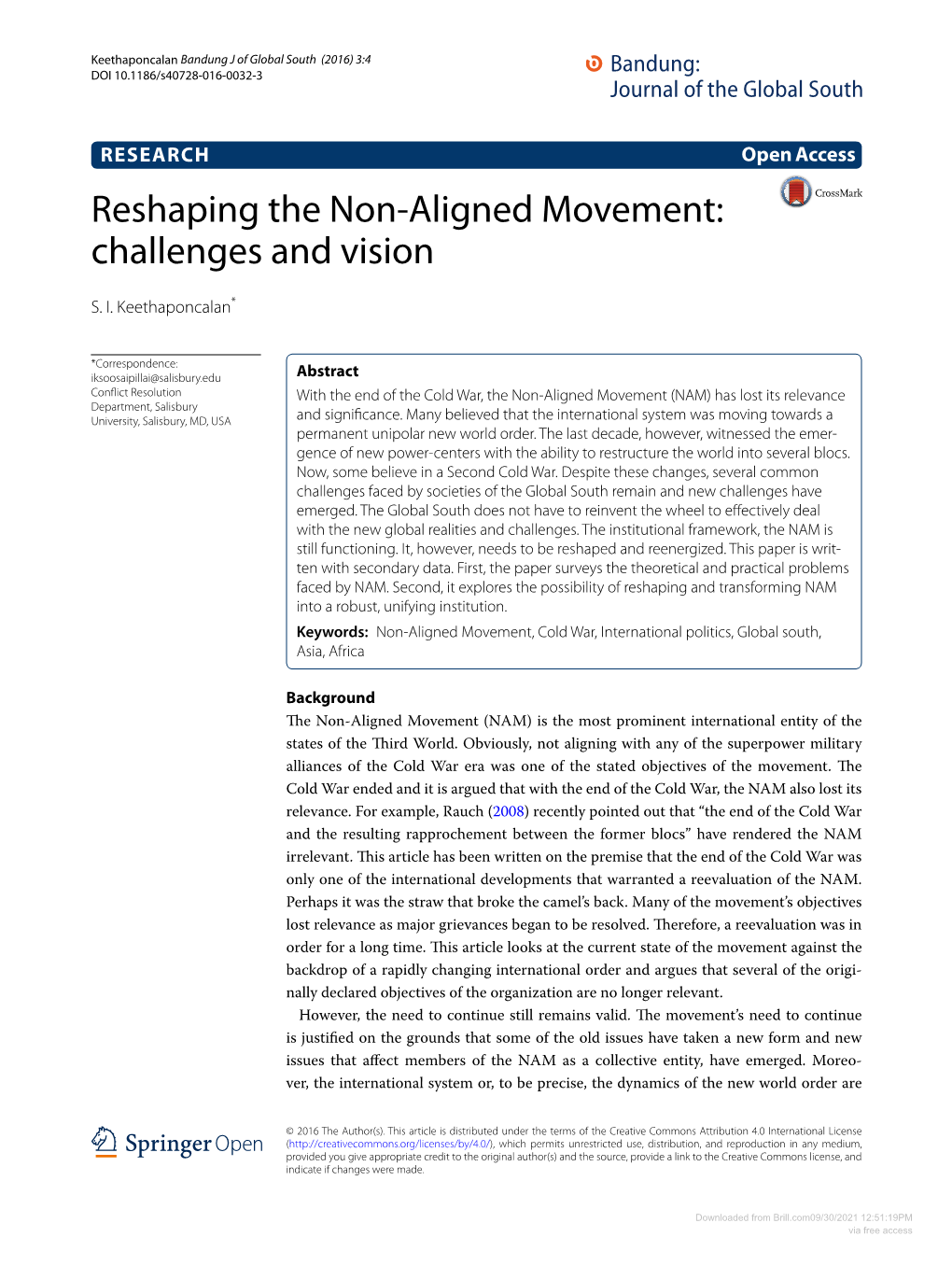 Reshaping the Non‑Aligned Movement: Challenges and Vision