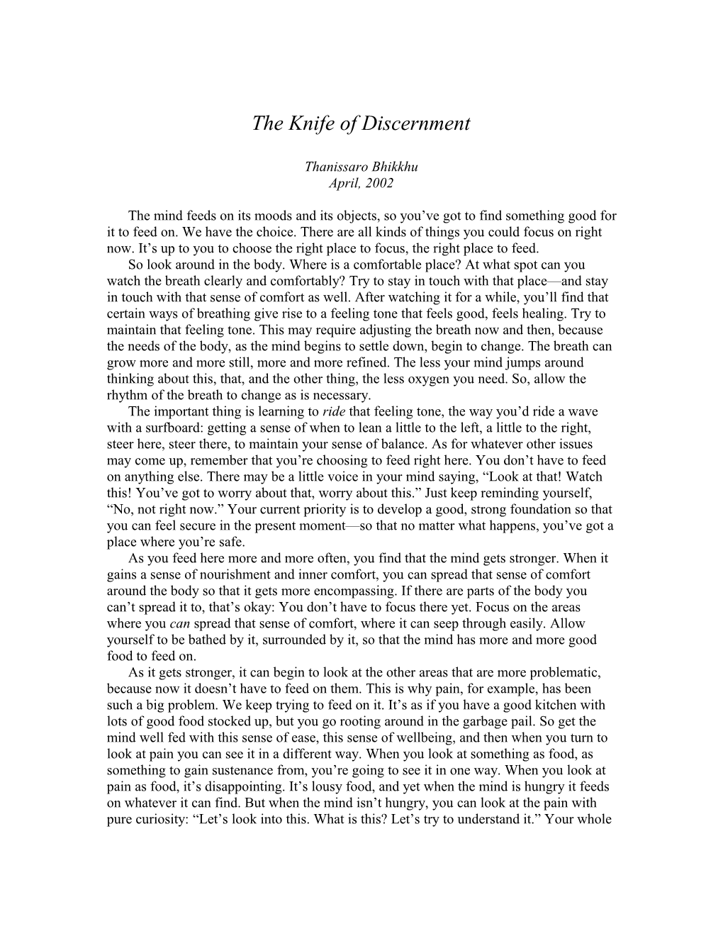 The Knife of Discernment
