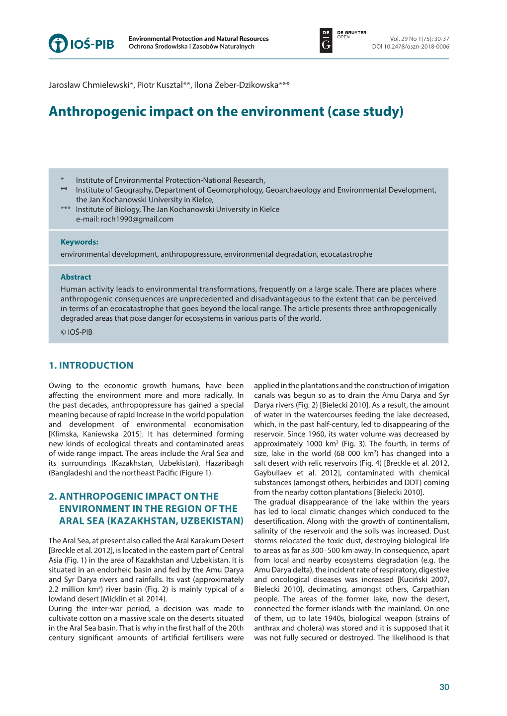 Anthropogenic Impact on the Environment (Case Study)