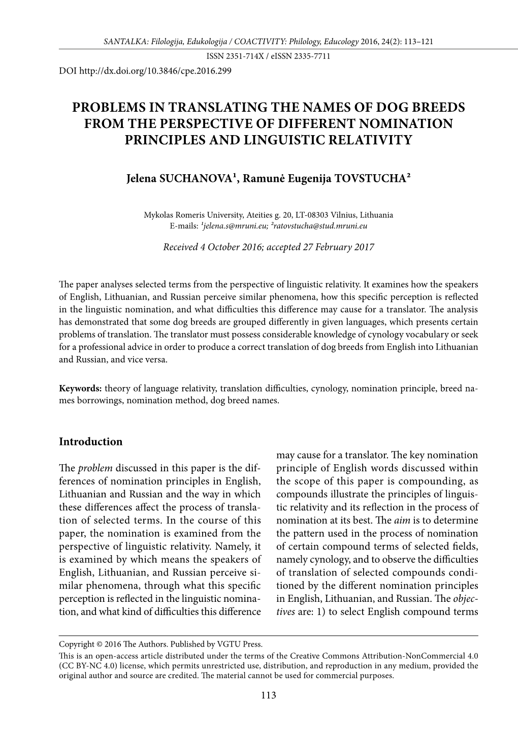 Problems in Translating the Names of Dog Breeds from the Perspective of Different Nomination Principles and Linguistic Relativity