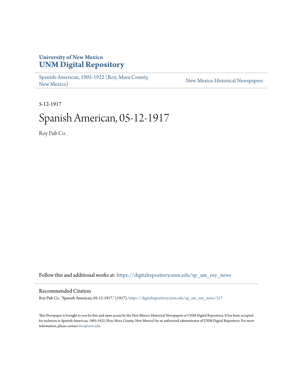 Spanish American, 05-12-1917 Roy Pub Co