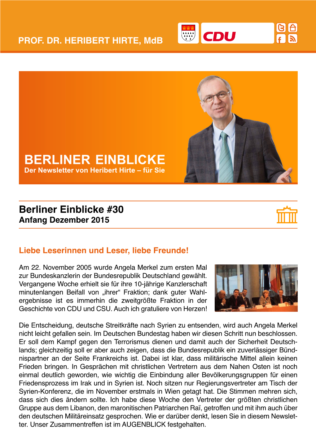 BERLINER EINBLICKE Der Newsletter Von Heribert Hirte – Für Sie