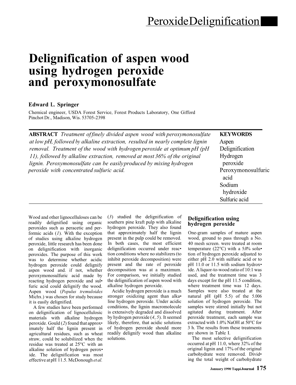 Delignification of Aspen Wood Using Hydrogen Peroxide and Peroxymonosulfate