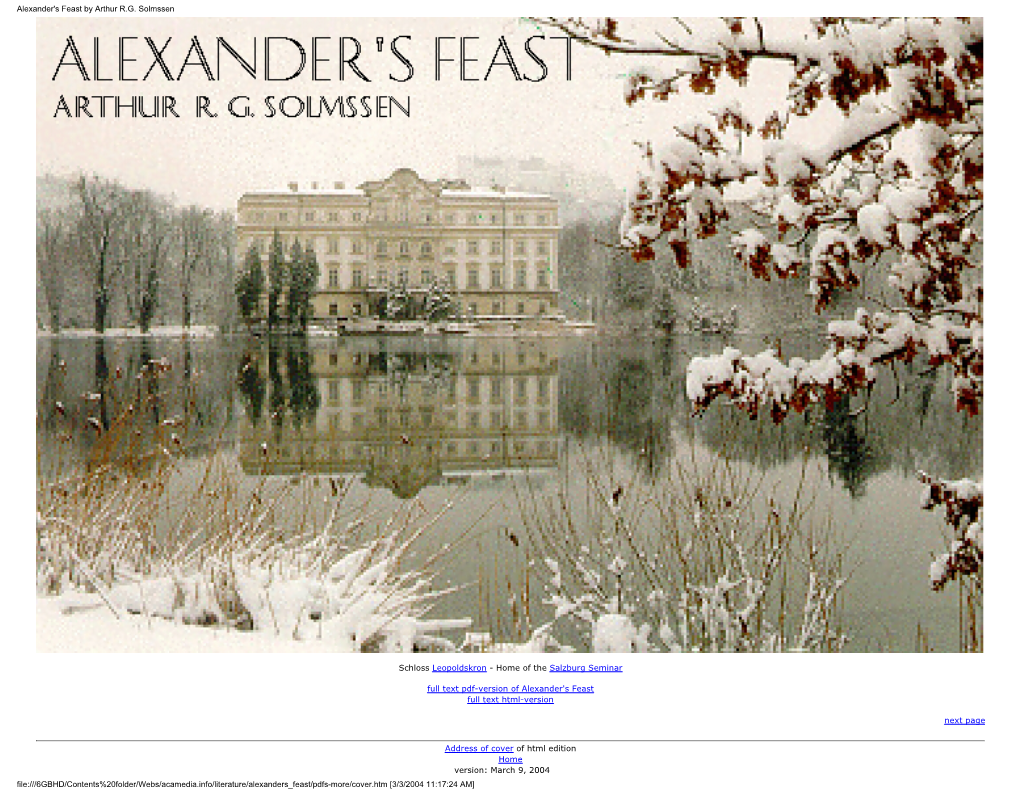 Alexander's Feast by Arthur R.G. Solmssen