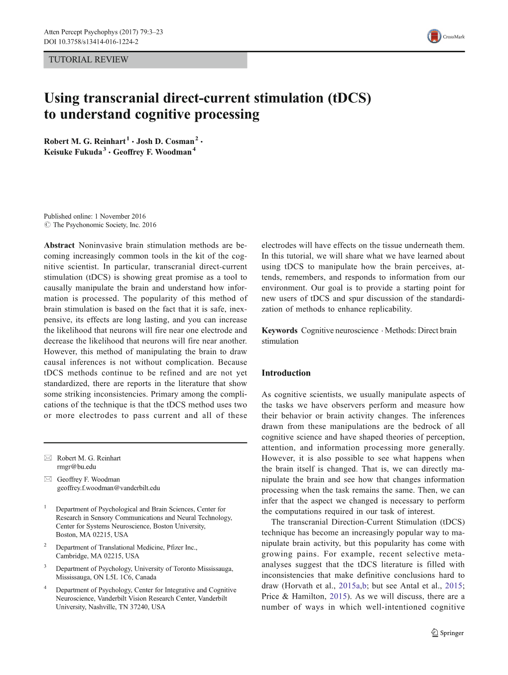 Using Transcranial Direct-Current Stimulation (Tdcs) to Understand Cognitive Processing