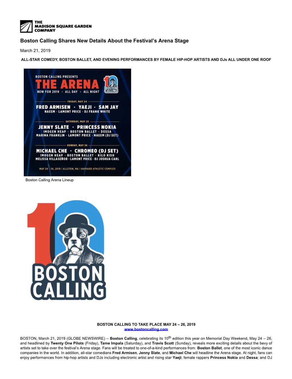 Boston Calling Shares New Details About the Festival's Arena Stage
