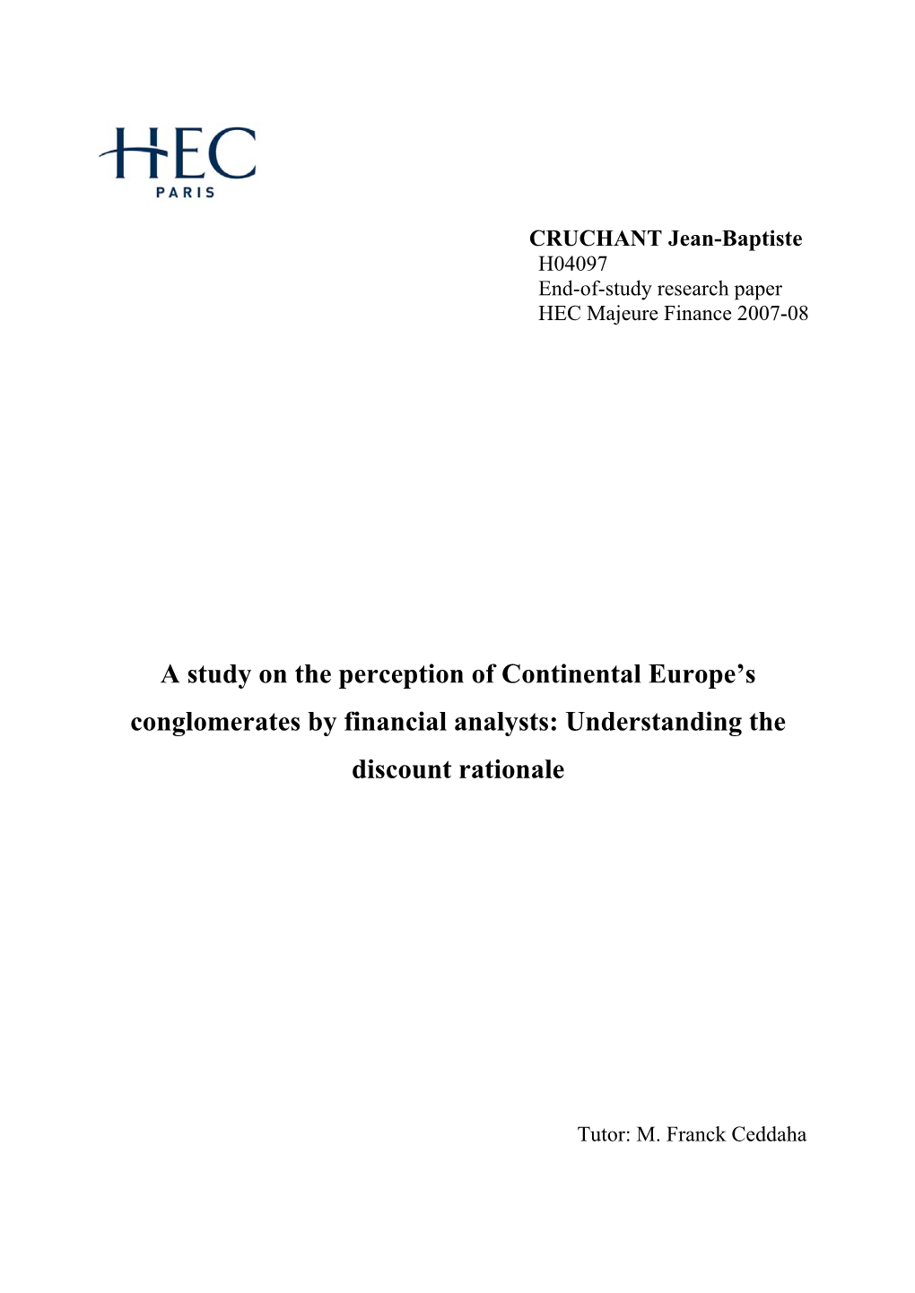 A Study on the Perception of Continental Europe's