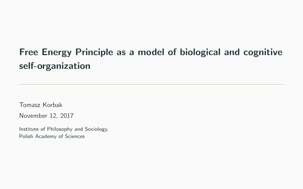 Free Energy Principle As a Model of Biological and Cognitive Self-Organization