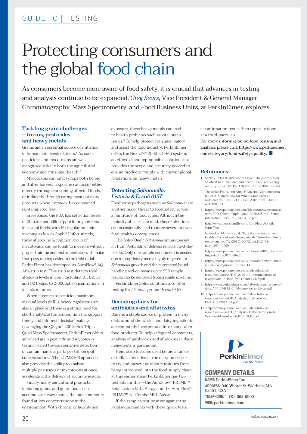 Protecting Consumers and the Global Food Chain