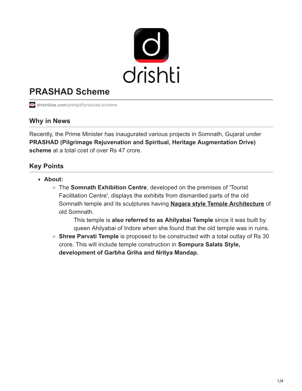 PRASHAD Scheme