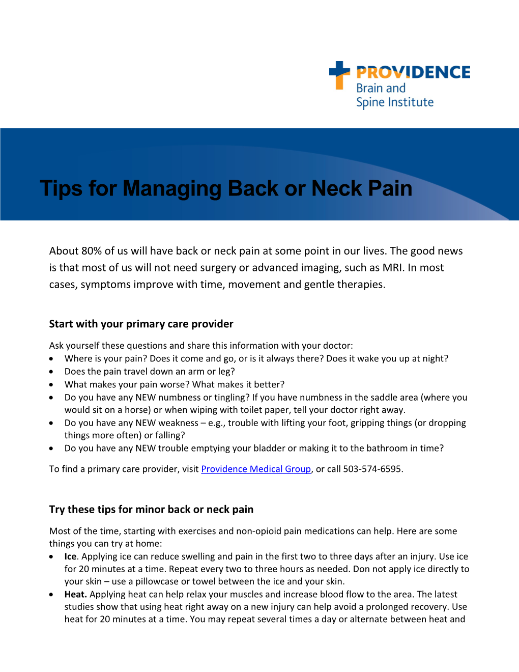 Tips for Managing Back Or Neck Pain