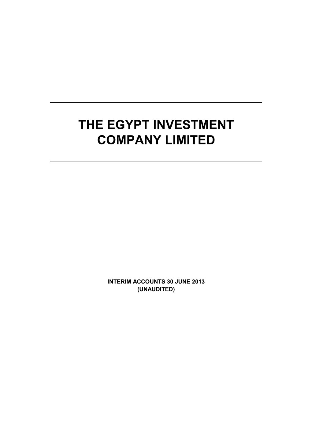 The Egypt Investment Company Limited